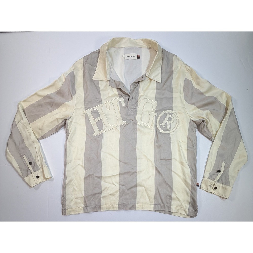 Honor The Gift Rugby Polo Shirt Large Striped Long Sleeve HTG